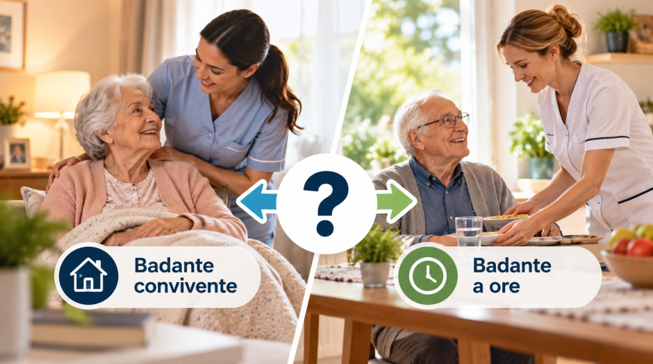 Badante convivente o a ore: quale scegliere?